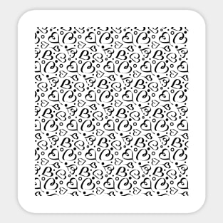 Black and white hearts pattern Sticker